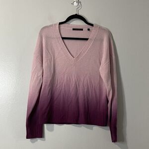GREYSON Ombré Cashmere Sweater Medium Pink V-neck Designer Casual Modern Career